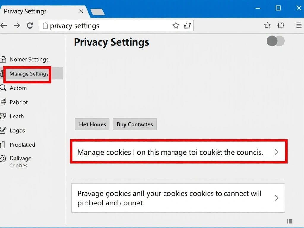 Ustawienia prywatności w przeglądarce internetowej, symbolizujące kontrolę nad plikami cookie