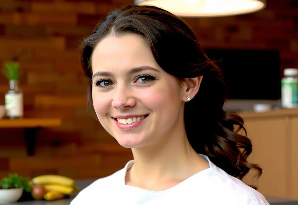 Profesionální portrét přátelského nutričního specialisty s úsměvem.