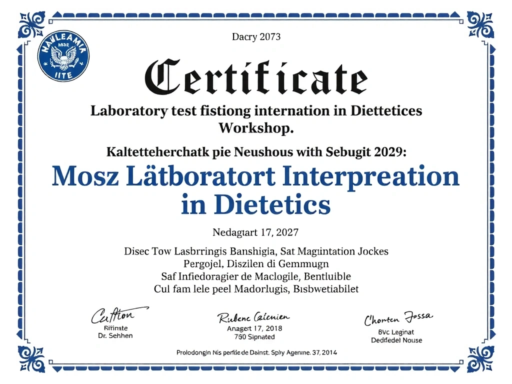 Certyfikat szkolenia z interpretacji badań laboratoryjnych w kontekście dietetyki