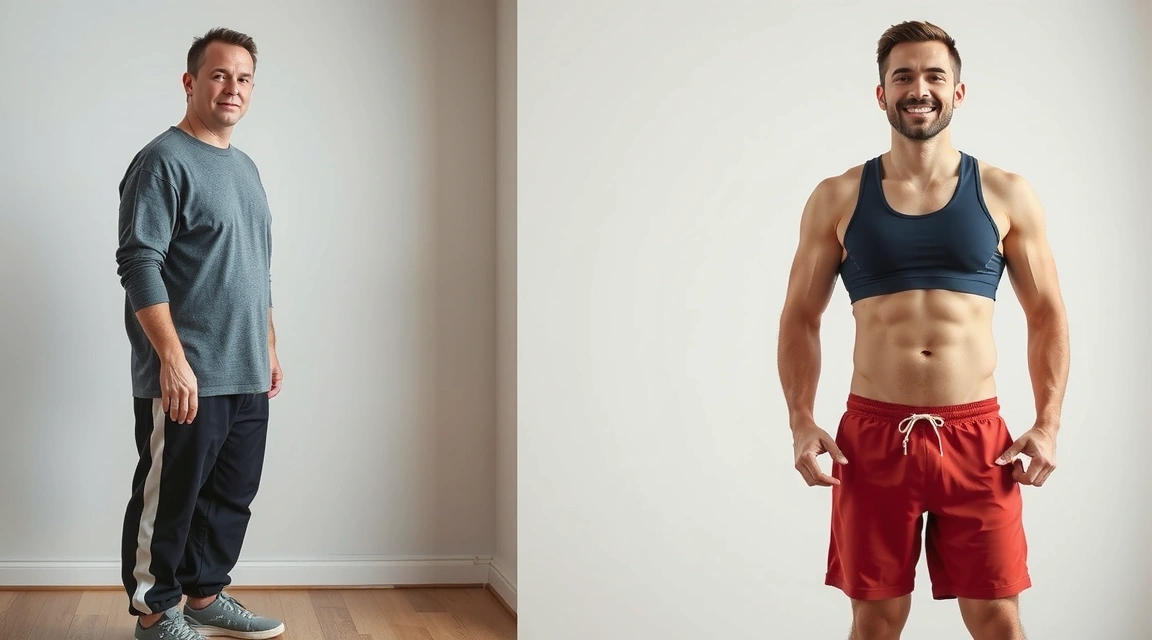 Muž před a po transformaci