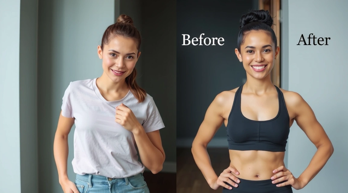 Žena před a po transformaci