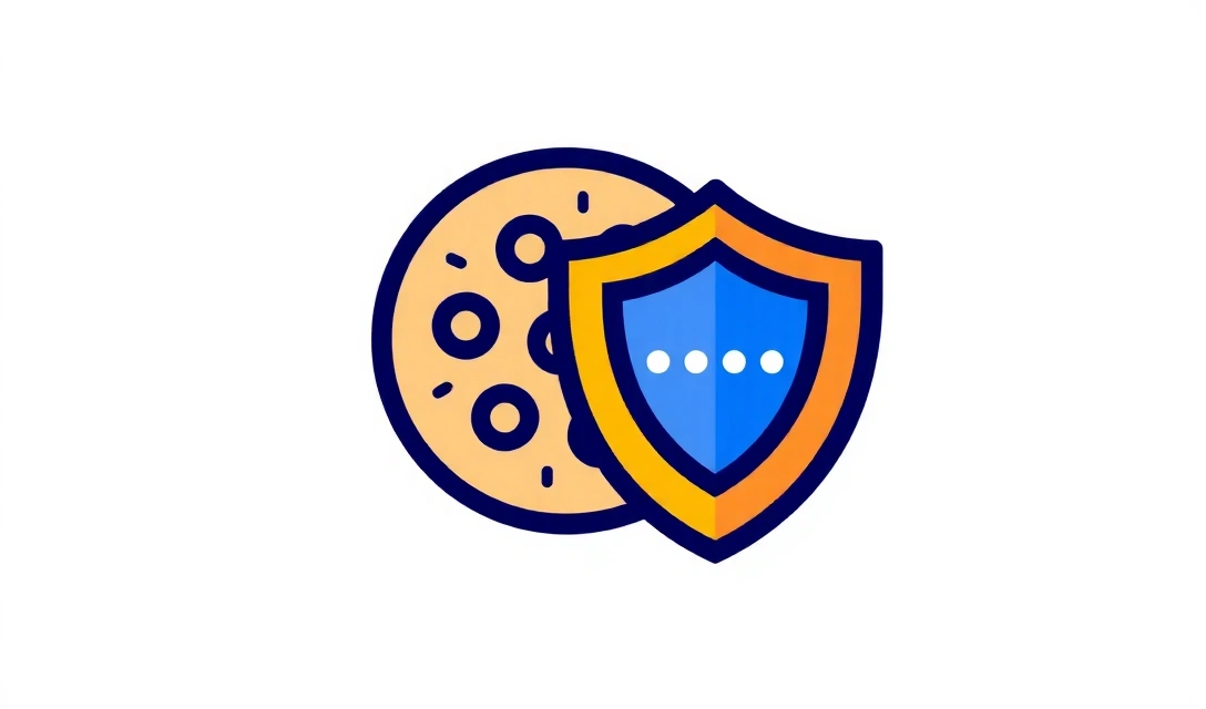 Ilustrace cookie s ikonou ochrany dat